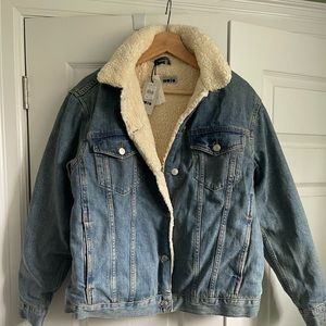 Topshop shearling denim jacket